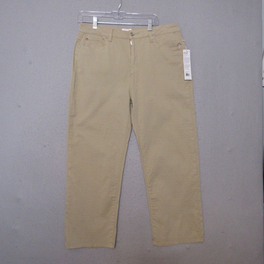 Hudson Pants Women Plus 32 Khaki NOA Midrise Straight Crop Lightweight Zip NWT